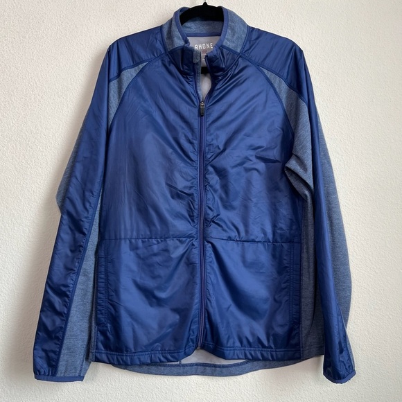 Rhone Mens Windbreaker Tech Terry Full Zip Jacket Tasman Blue Size Medium - Picture 1 of 9